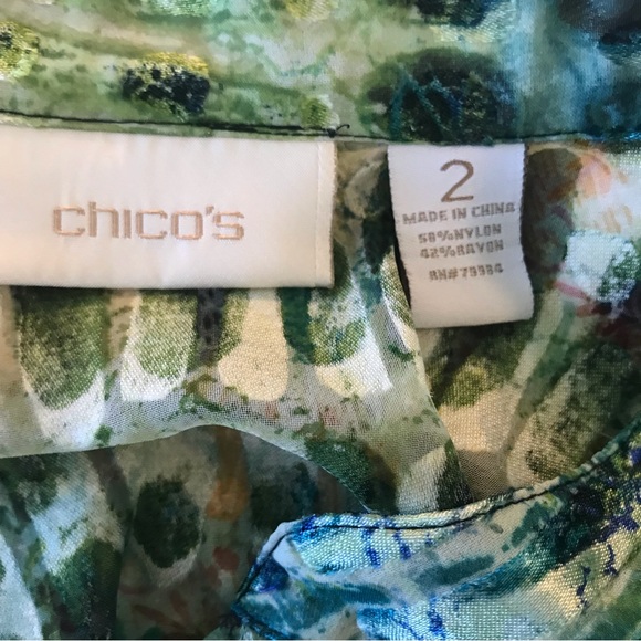 Chico’s Sheer Green Blouse - Picture 3 of 8